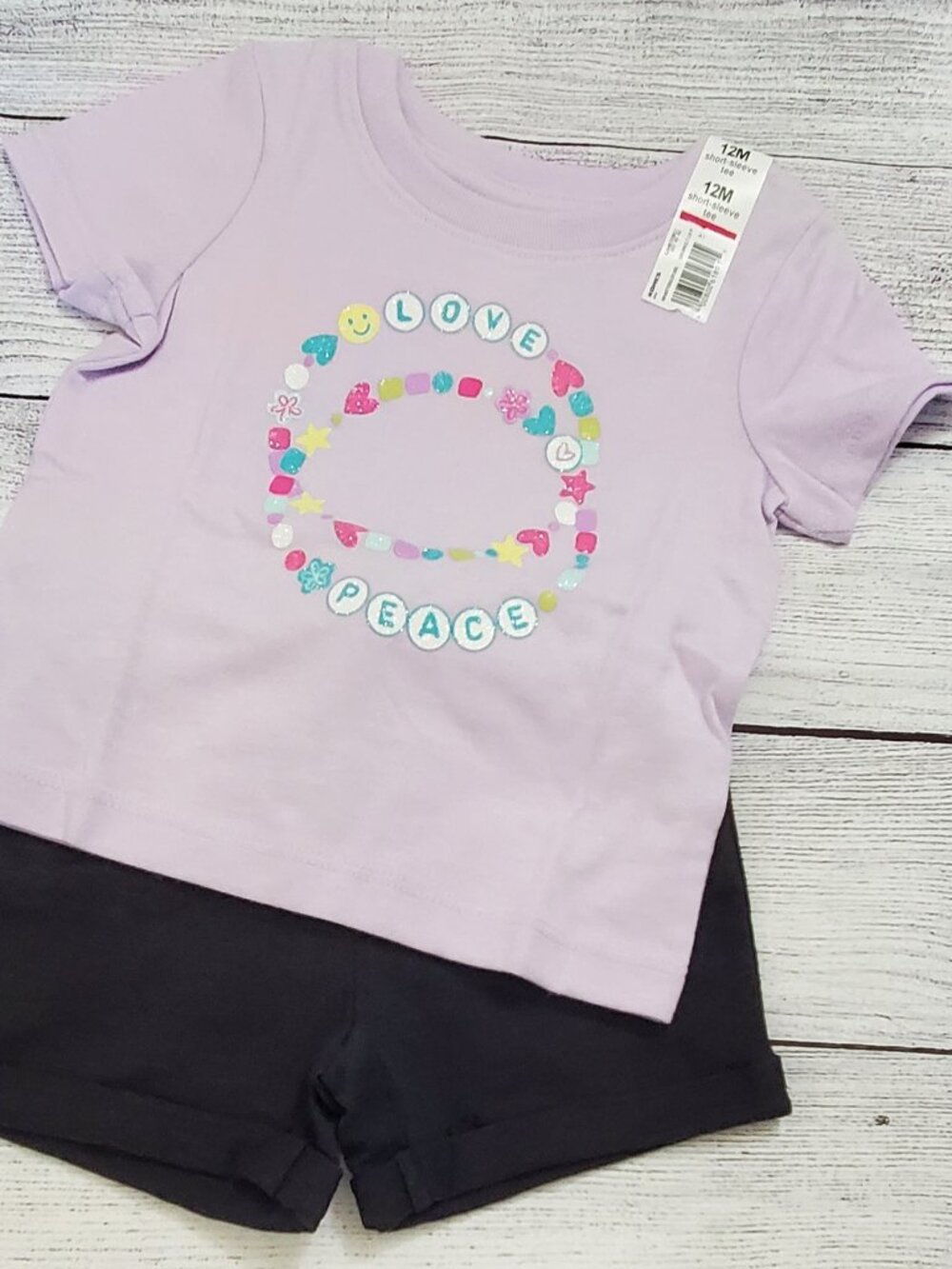 Baby Girl Jumping Beans Crewneck Short Sleeve Tee & Shorts Size 12 mos NWT